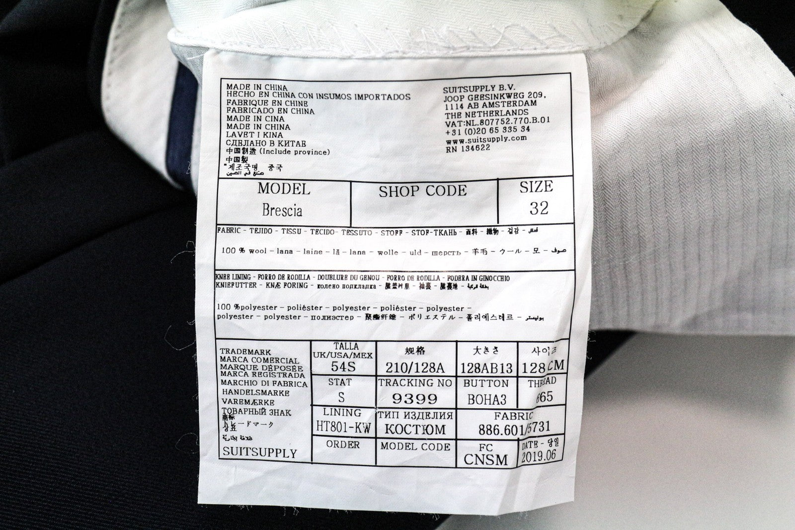 SUITSUPPLY Havana Blueline Men Suit UK54S Pleated Classic Pure Wool Blue 2 Piece