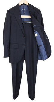 SUITSUPPLY La Spalla Men Suit UK32R Formal Lined Pleated Pure Wool Blue 2 Piece