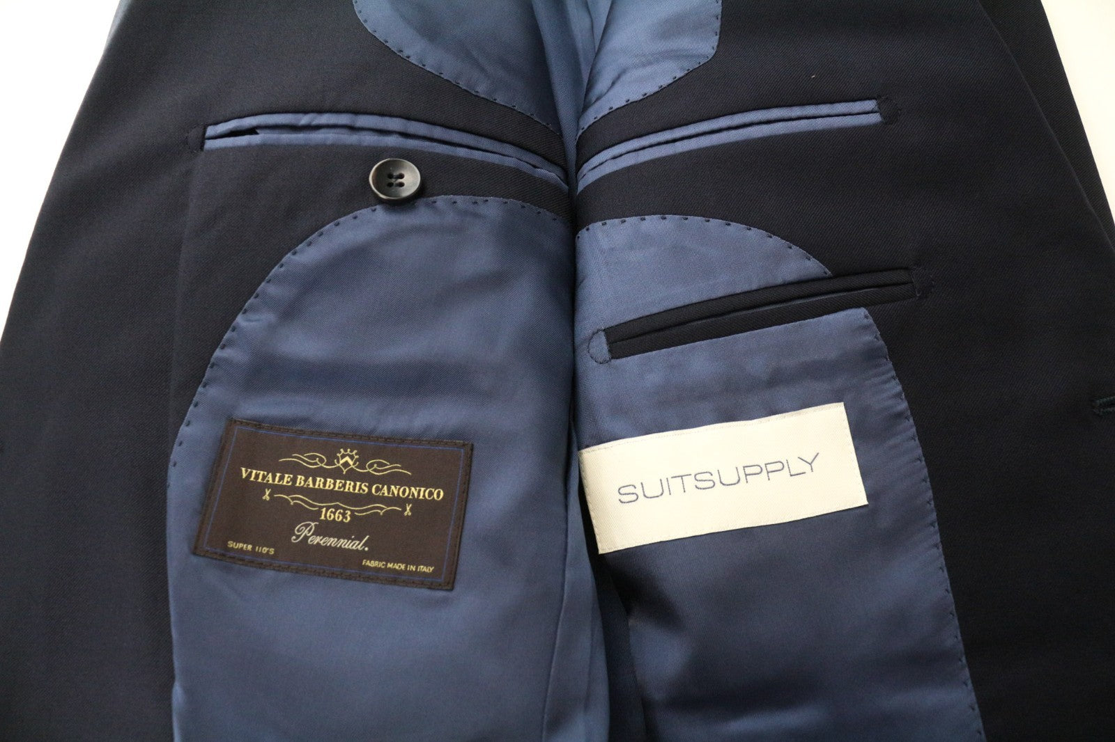 SUITSUPPLY La Spalla Men Suit UK32R Formal Lined Pleated Pure Wool Blue 2 Piece