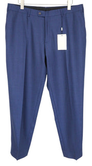 SUITSUPPLY Brescia Men Trousers UK44R Pure Wool Blue Pleated Front Lined