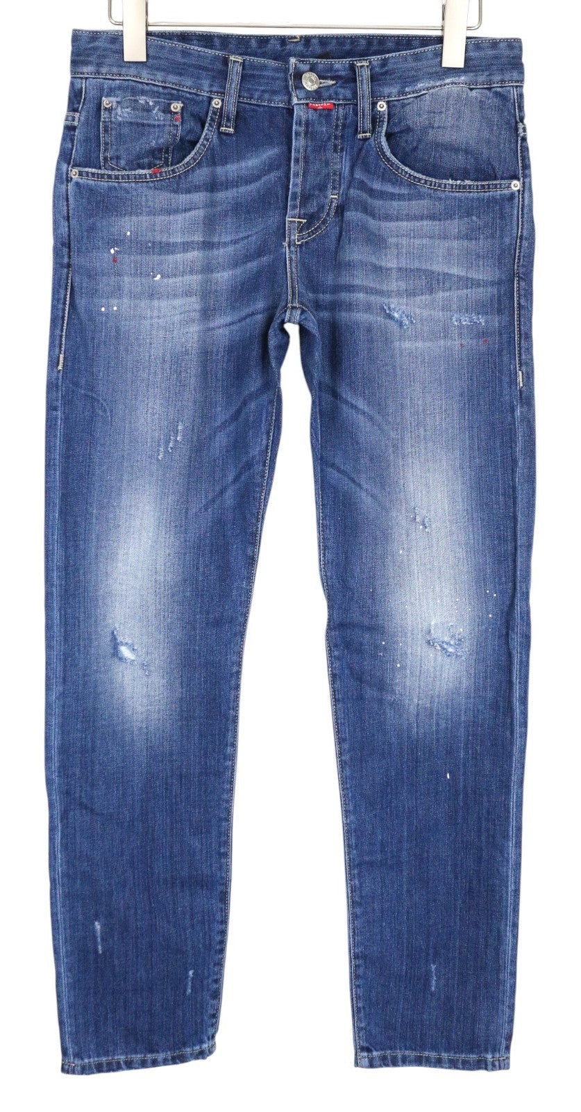 TAKESHY KUROSAWA Men Jeans W32 Pure Cotton Blue Regular Fit Faded Distressed