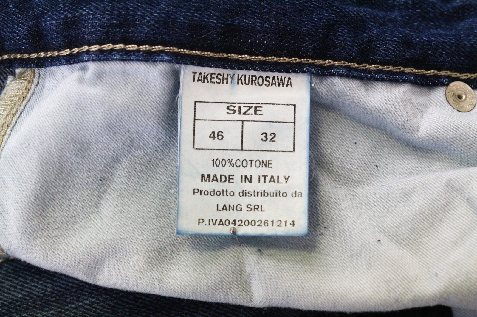 TAKESHY KUROSAWA Men Jeans W32 Pure Cotton Blue Regular Fit Faded Distressed