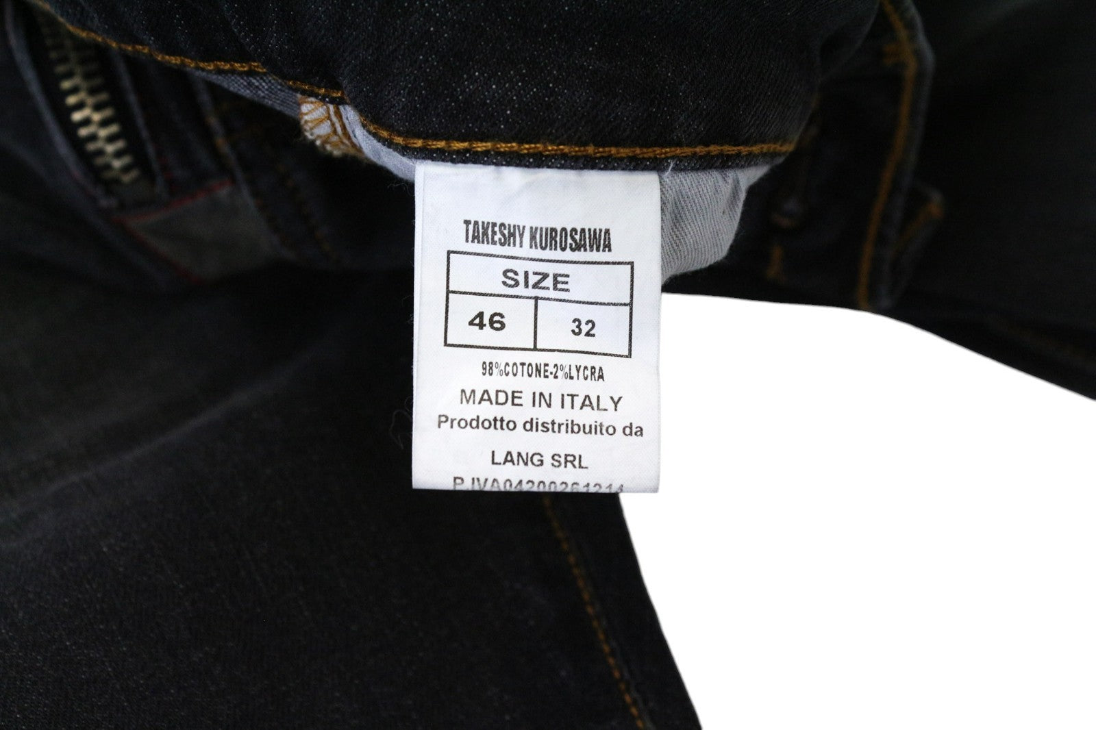 TAKESHY KUROSAWA Men Jeans W32 Slim Dark Grey Cotton Stretch Washed Painted