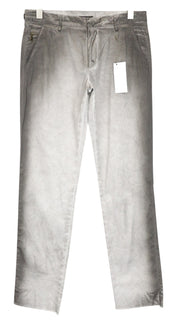 RICHMOND Men Trousers 48 Grey Cotton Stretch Stained Aged Look Flat Front