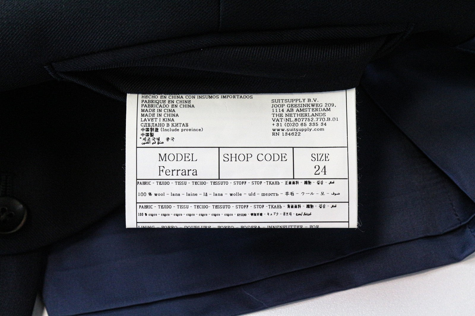 SUITSUPPLY La Spalla Men Suit UK40R Blue Slim 3-Piece Wool S110s Perennial