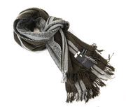 MAISON SCOTCH Women Scarf OS Green Grey Striped Tassels Casual Winter Spring