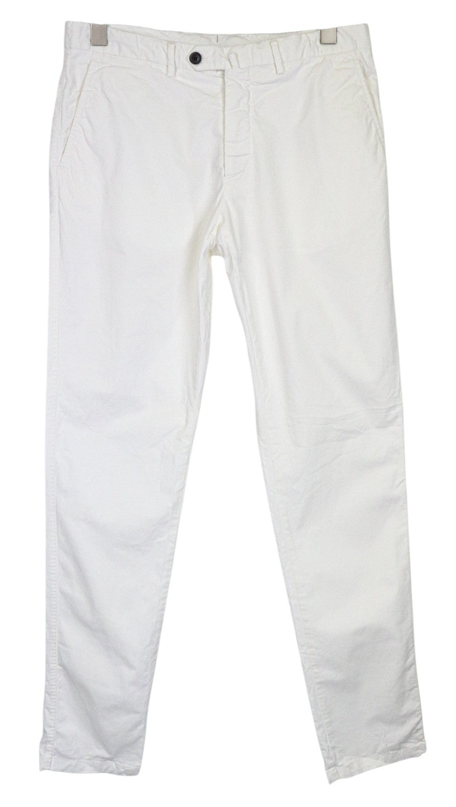 SUITSUPPLY Porto Novo Men Trousers UK32R White Slim Stretch Chino Flat-Front