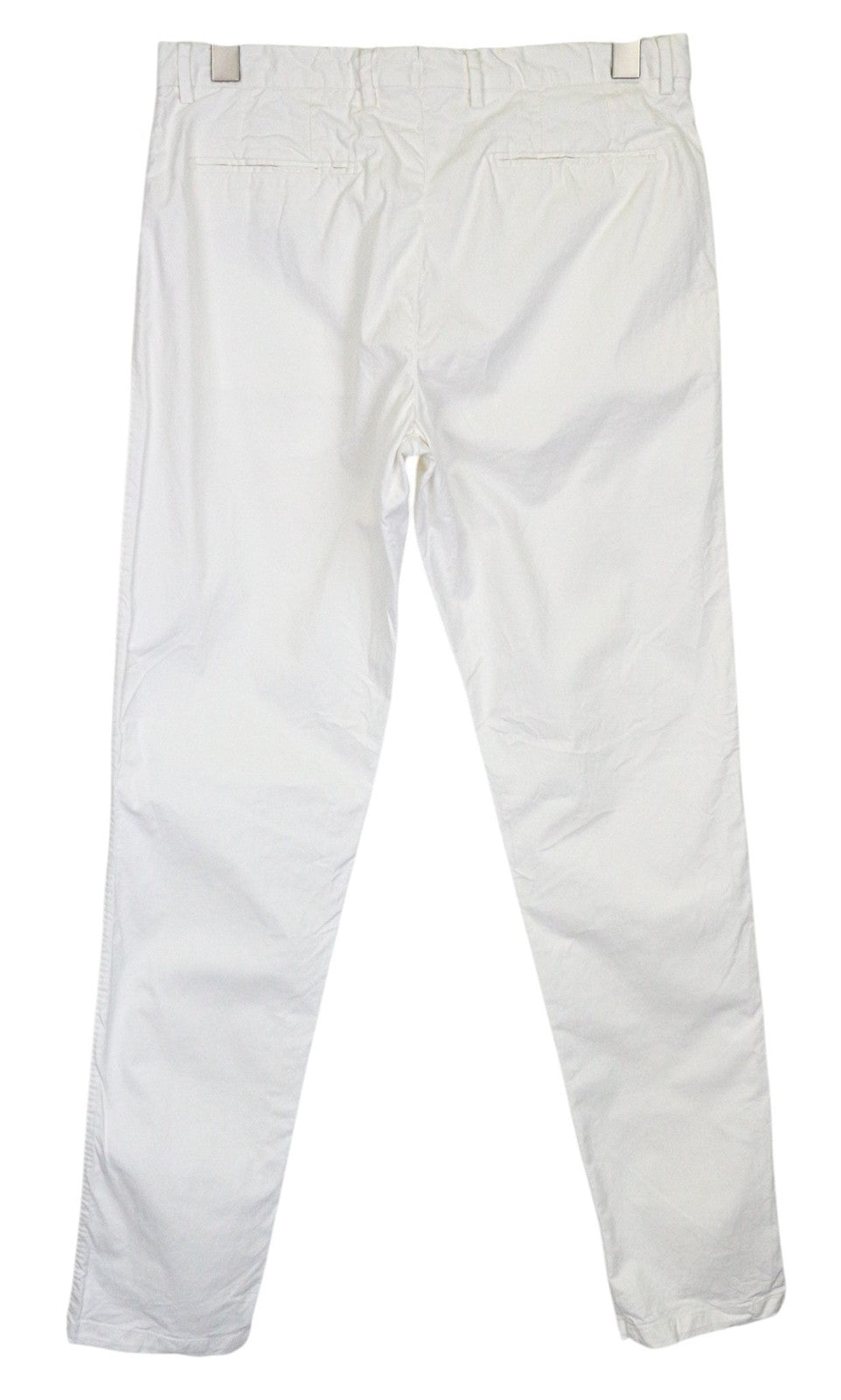 SUITSUPPLY Porto Novo Men Trousers UK32R White Slim Stretch Chino Flat-Front