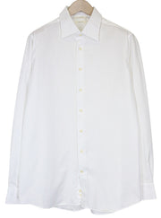 SUITSUPPLY Traveller Men Shirt 43/17 Slim White Pure Cotton Long Sleeve Twill