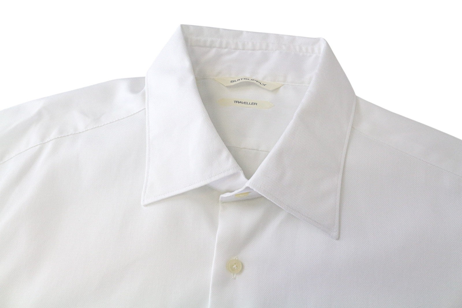 SUITSUPPLY Traveller Men Shirt 43/17 Slim White Pure Cotton Long Sleeve Twill