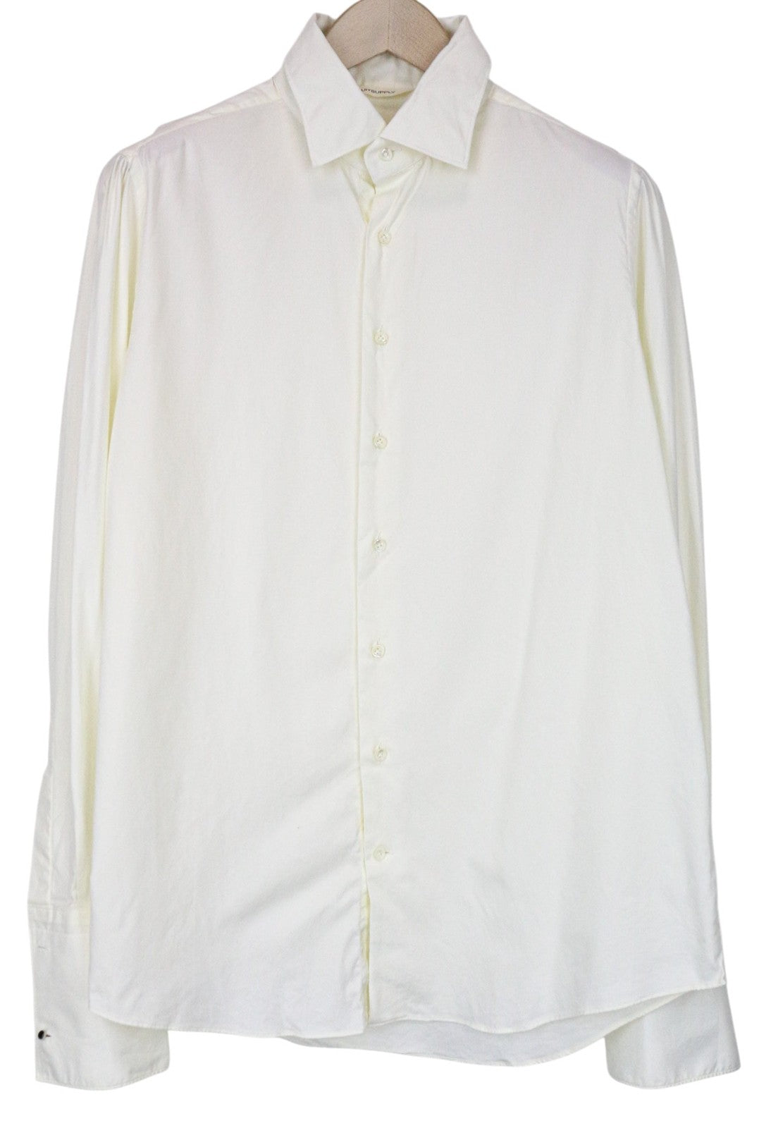 SUITSUPPLY Men Shirt M Slim Fit Off-White Pure Cotton Long Sleeved Formal