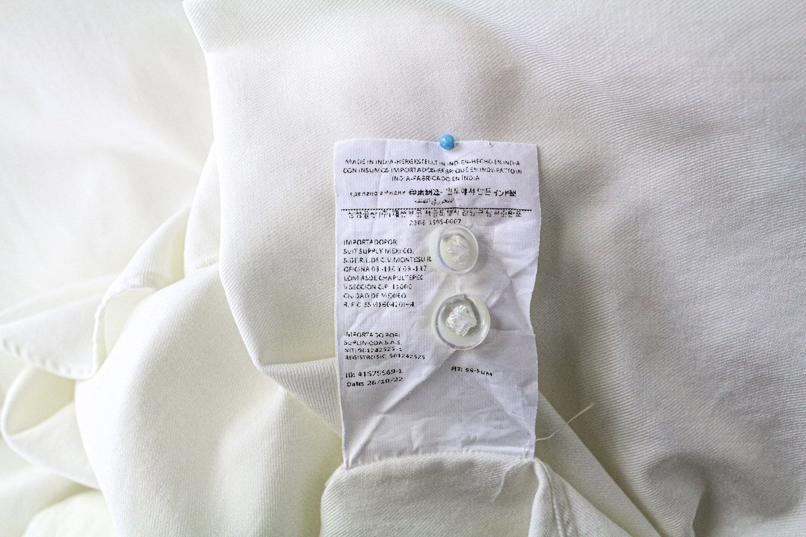 SUITSUPPLY Men Shirt M Slim Fit Off-White Pure Cotton Long Sleeved Formal