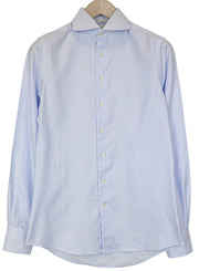 SUITSUPPLY Men Shirt 37/14 1/2 Extra Slim Blue Pure Cotton Striped Long Sleeved