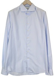 SUITSUPPLY Men Shirt 44L/17 1/2L Extra Slim Blue Pure Cotton Striped Long Sleeve