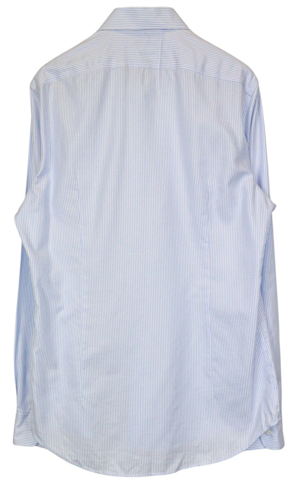SUITSUPPLY Men Shirt 44L/17 1/2L Extra Slim Blue Pure Cotton Striped Long Sleeve
