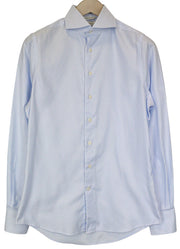 SUITSUPPLY Men Shirt 37/14 1/2 Extra Slim Fit Blue Pure Cotton Striped Classic