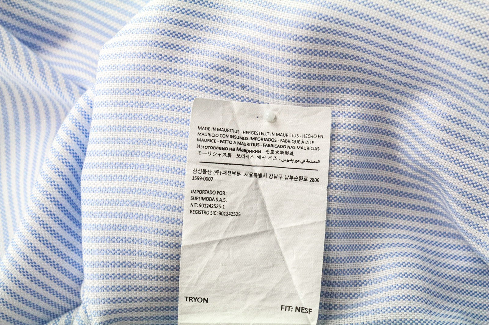 SUITSUPPLY Men Shirt 42/16 1/2 Extra Slim Fit Striped Classic Blue Pure Cotton