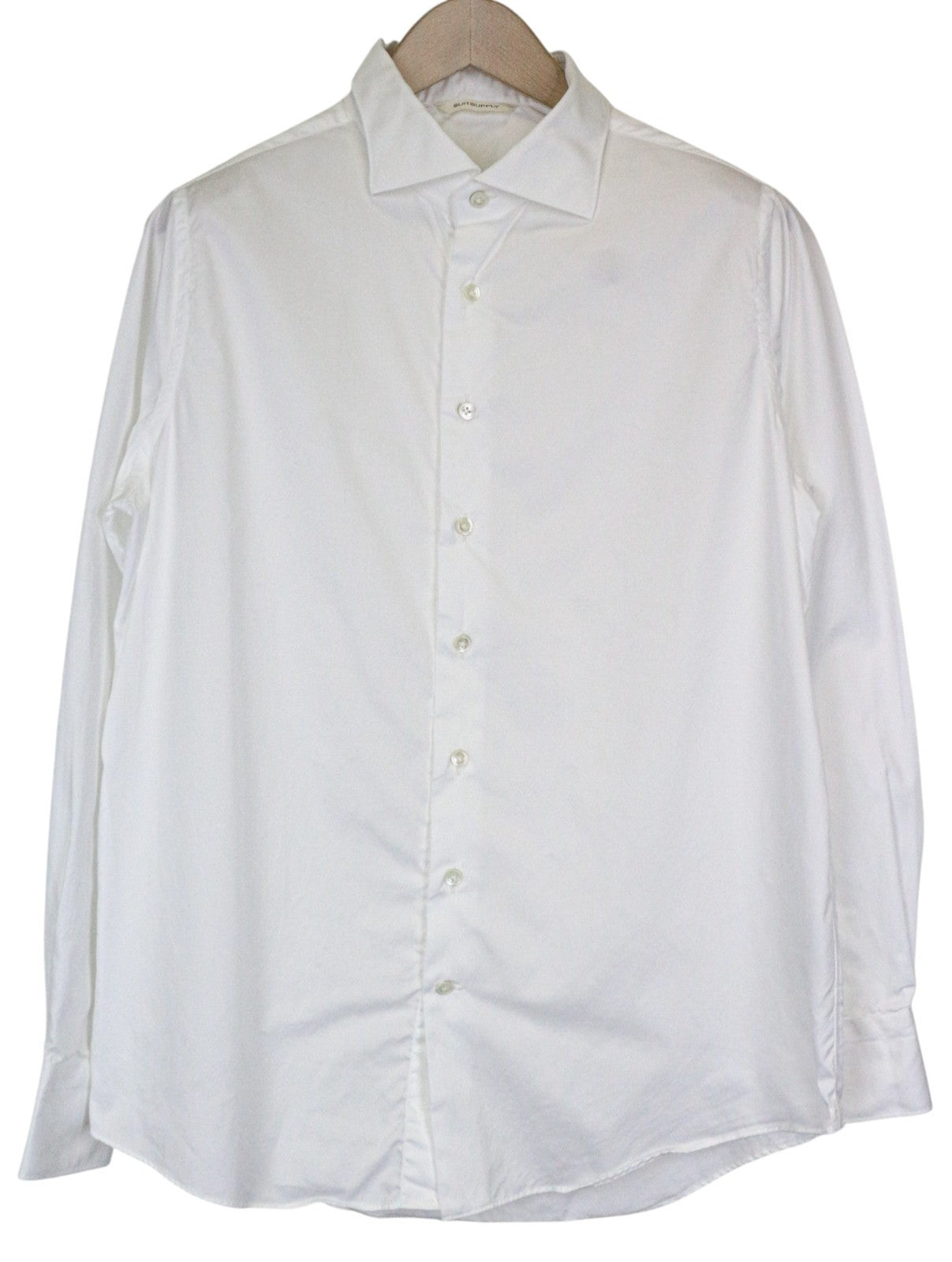 SUITSUPPLY Men Shirt M Slim White Pure Cotton Button-Up Classic Twill