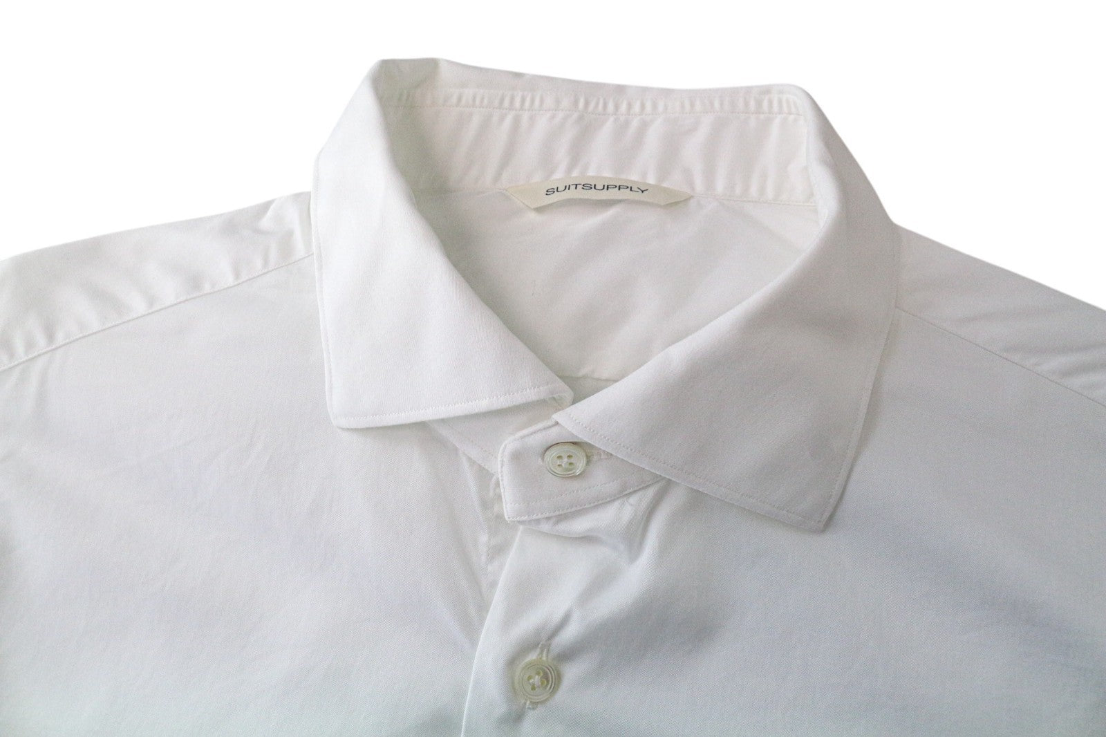 SUITSUPPLY Men Shirt M Slim White Pure Cotton Button-Up Classic Twill