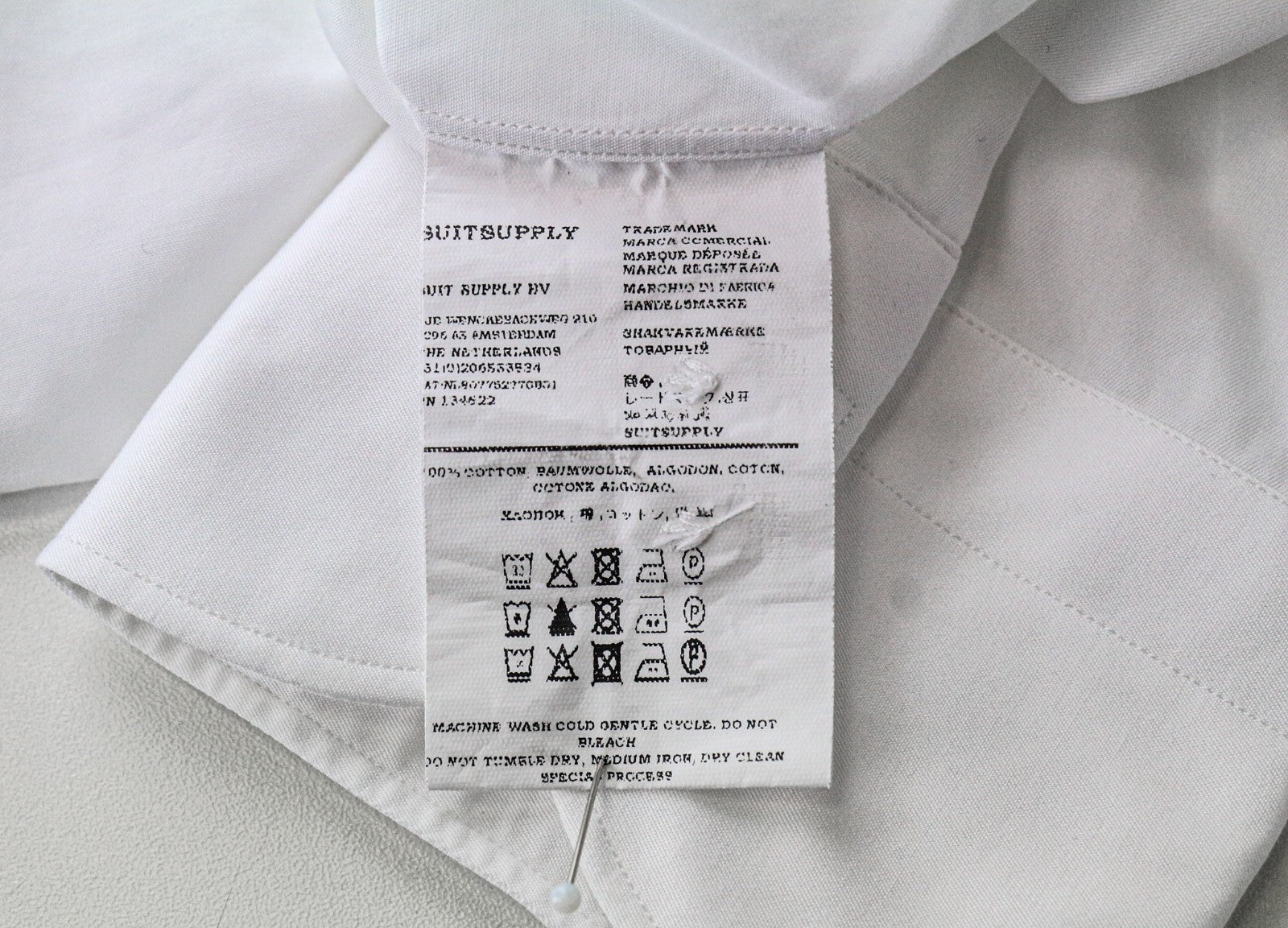 SUITSUPPLY Men Shirt M Slim White Pure Cotton Button-Up Classic Twill