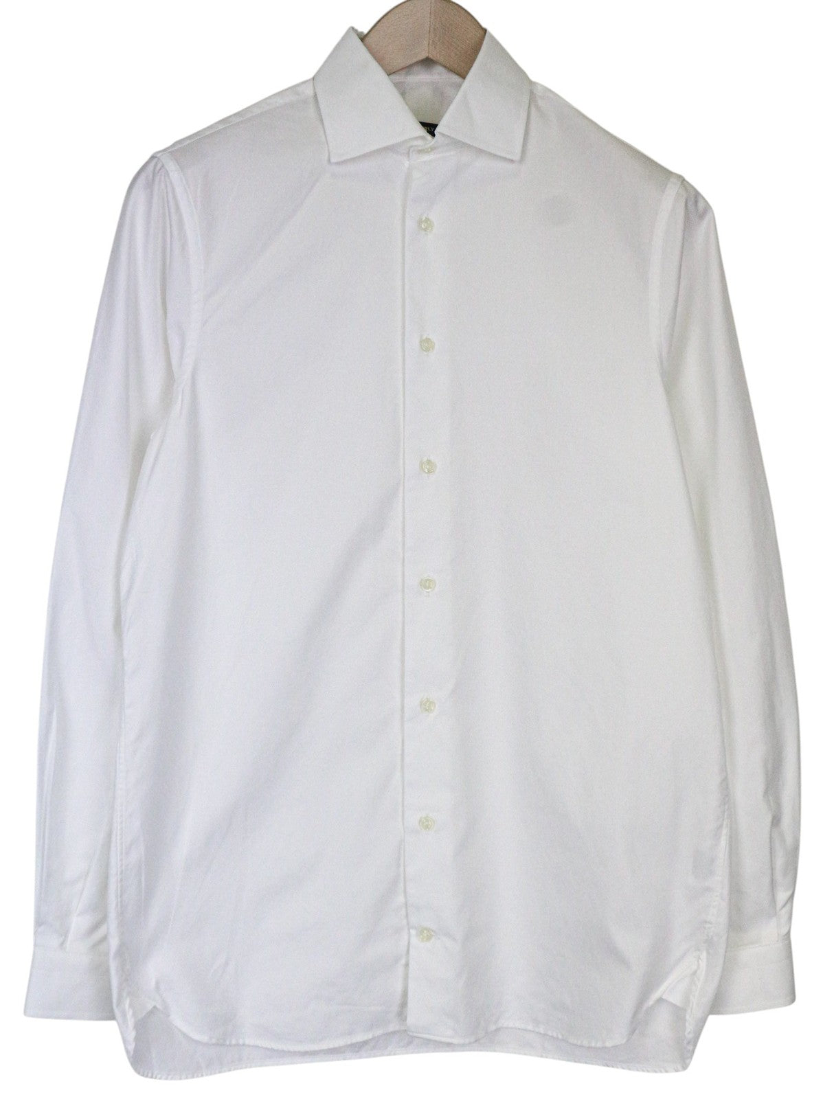 SUITSUPPLY Men Shirt 37/14 1/2 White Pure Cotton Long Sleeved Button-Up Classic