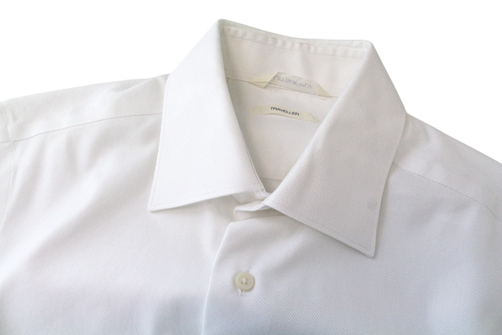 SUITSUPPLY Traveller Men Shirt 46/18 Extra Slim Cotton White Button-Up Classic