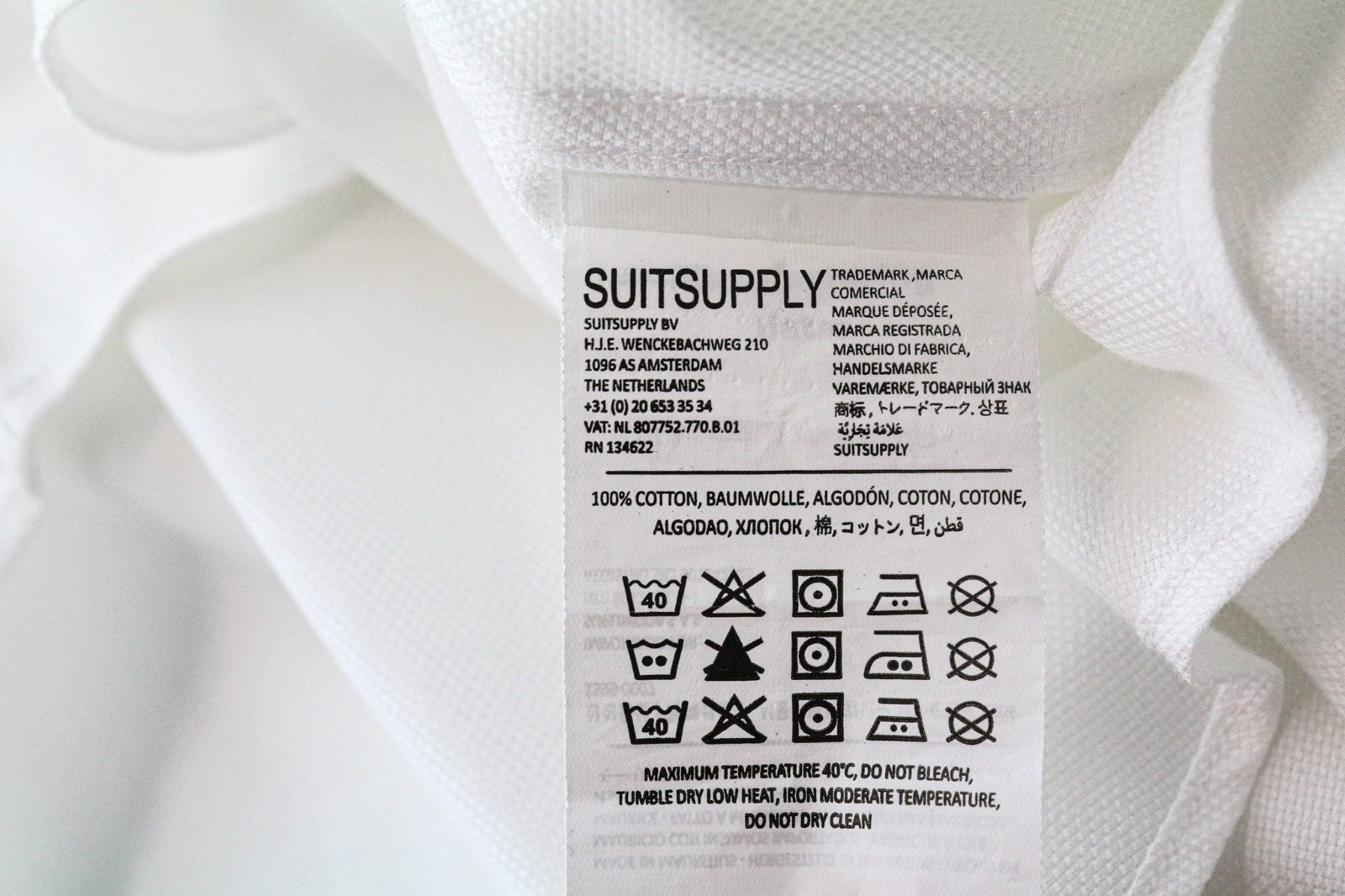 SUITSUPPLY Traveller Men Shirt 46/18 Extra Slim Cotton White Button-Up Classic