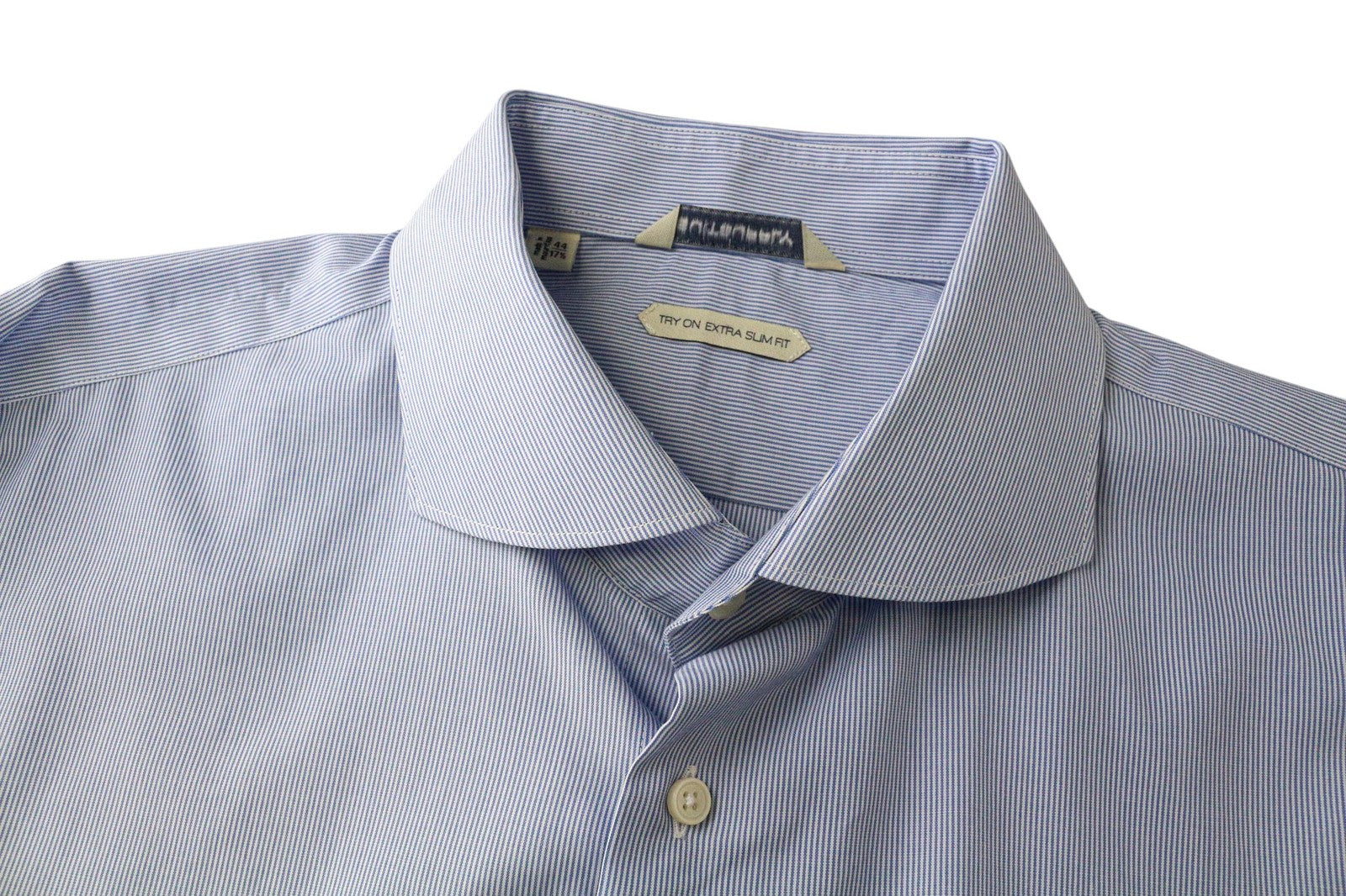 SUITSUPPLY Men Shirt 44/17 1/2 Extra Slim Blue Pure Cotton Striped Pattern Twill