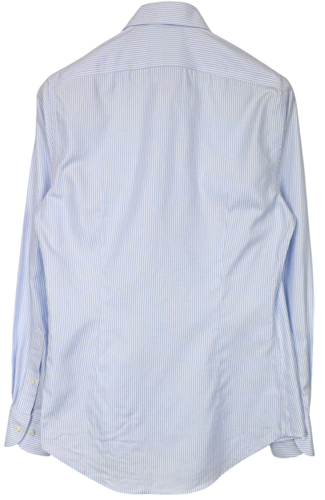 SUITSUPPLY Men Shirt 38/15 Extra Slim Blue Pure Cotton Striped Patterned