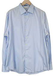 SUITSUPPLY Men Shirt 46/18 Slim Fit Blue Pure Cotton Button-Up Formal