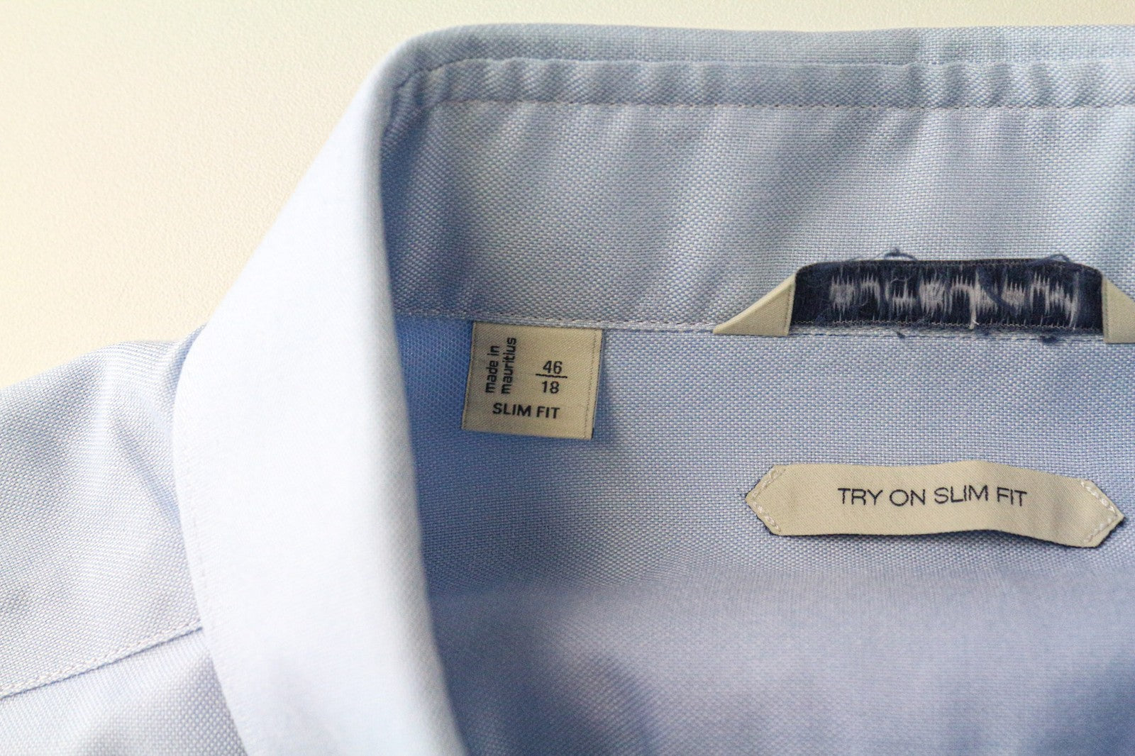 SUITSUPPLY Men Shirt 46/18 Slim Fit Blue Pure Cotton Button-Up Formal