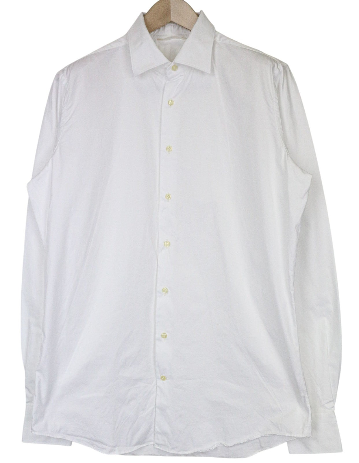 SUITSUPPLY Men Shirt ~L Extra Slim White Pure Cotton Twill Classic Formal