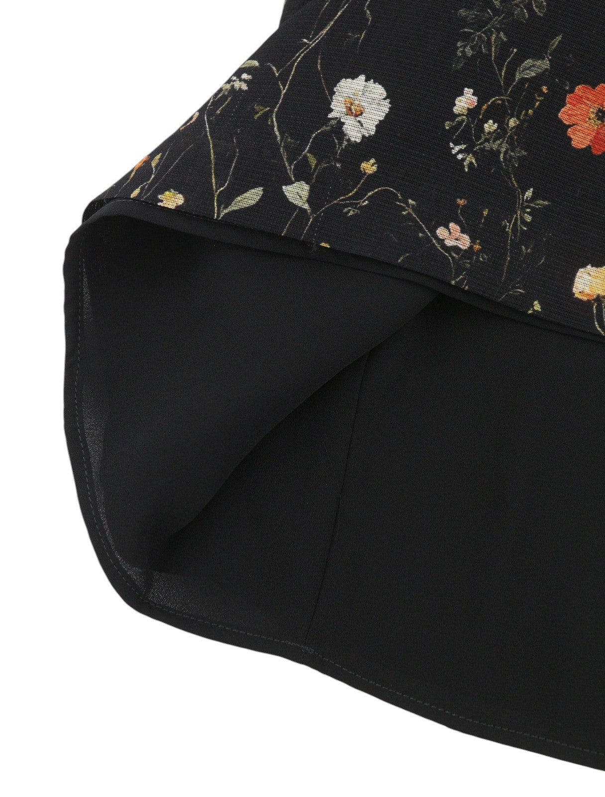 R13 Raglan Sleeve Babydoll Women Dress L Wool Silk Floral On Black Mini RRP1299