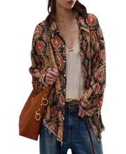 R13 Shredded Seam Drop Neck Women Shirt M Printed Oversized PS26 RRP825