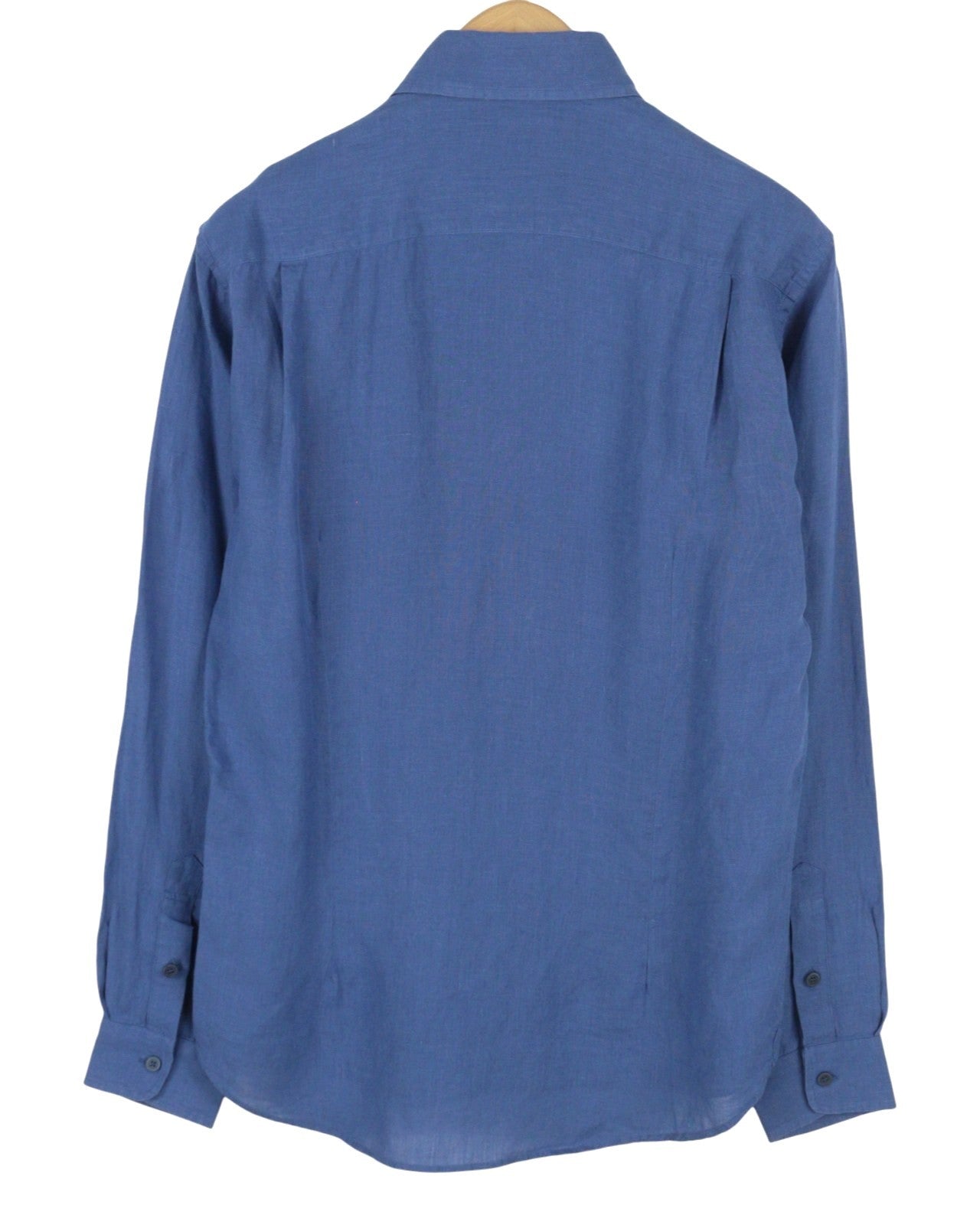 SEASE TN359 Men Shirt M Royal Blue Hemp Button Up Patch Pocket RRP460