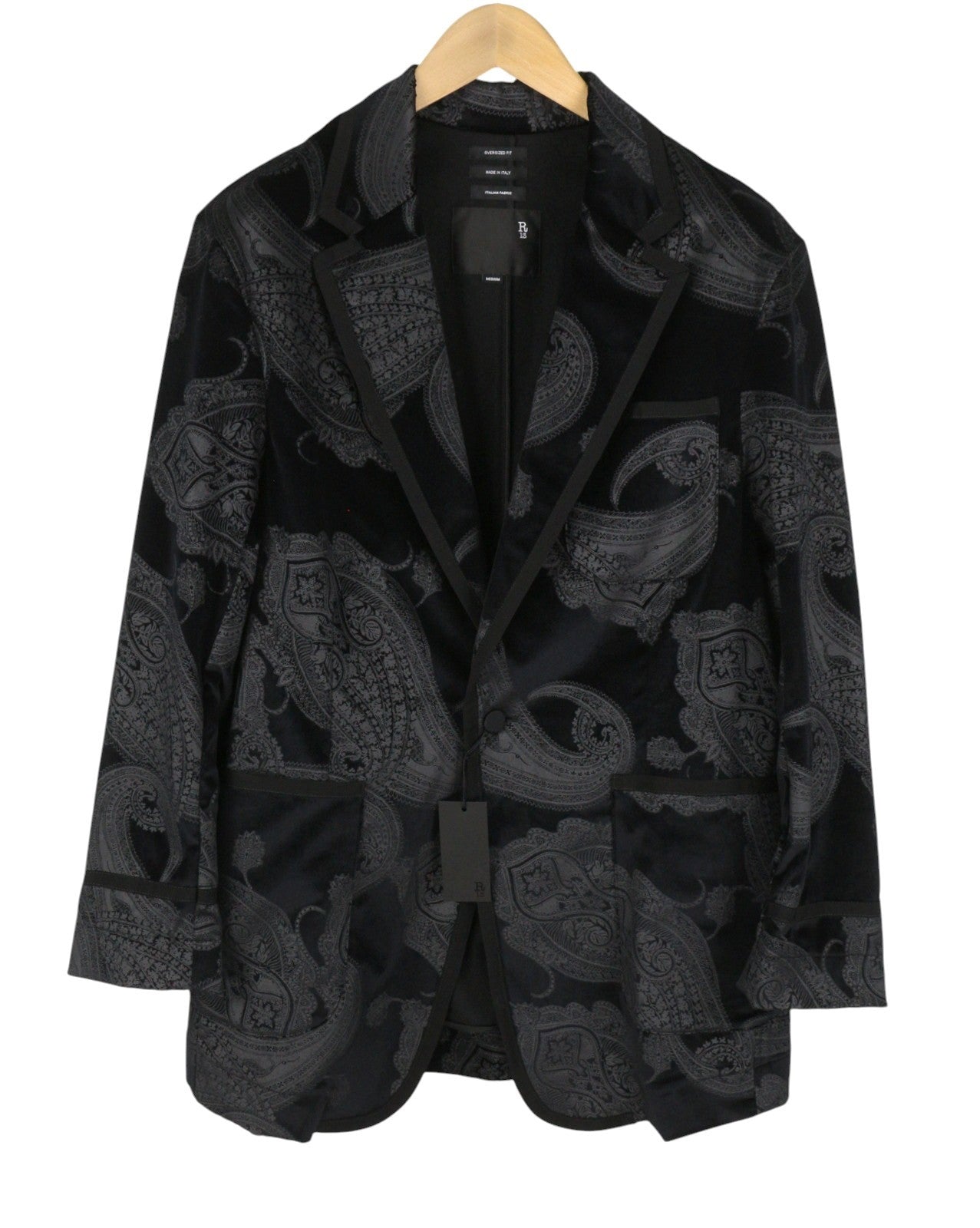 R13 Oversized Punk Rowing Women Blazer M Black Grey Paisley Jacquard RRP1795