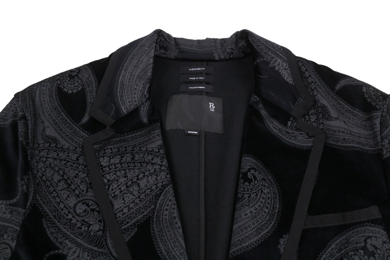 R13 Oversized Punk Rowing Women Blazer M Black Grey Paisley Jacquard RRP1795