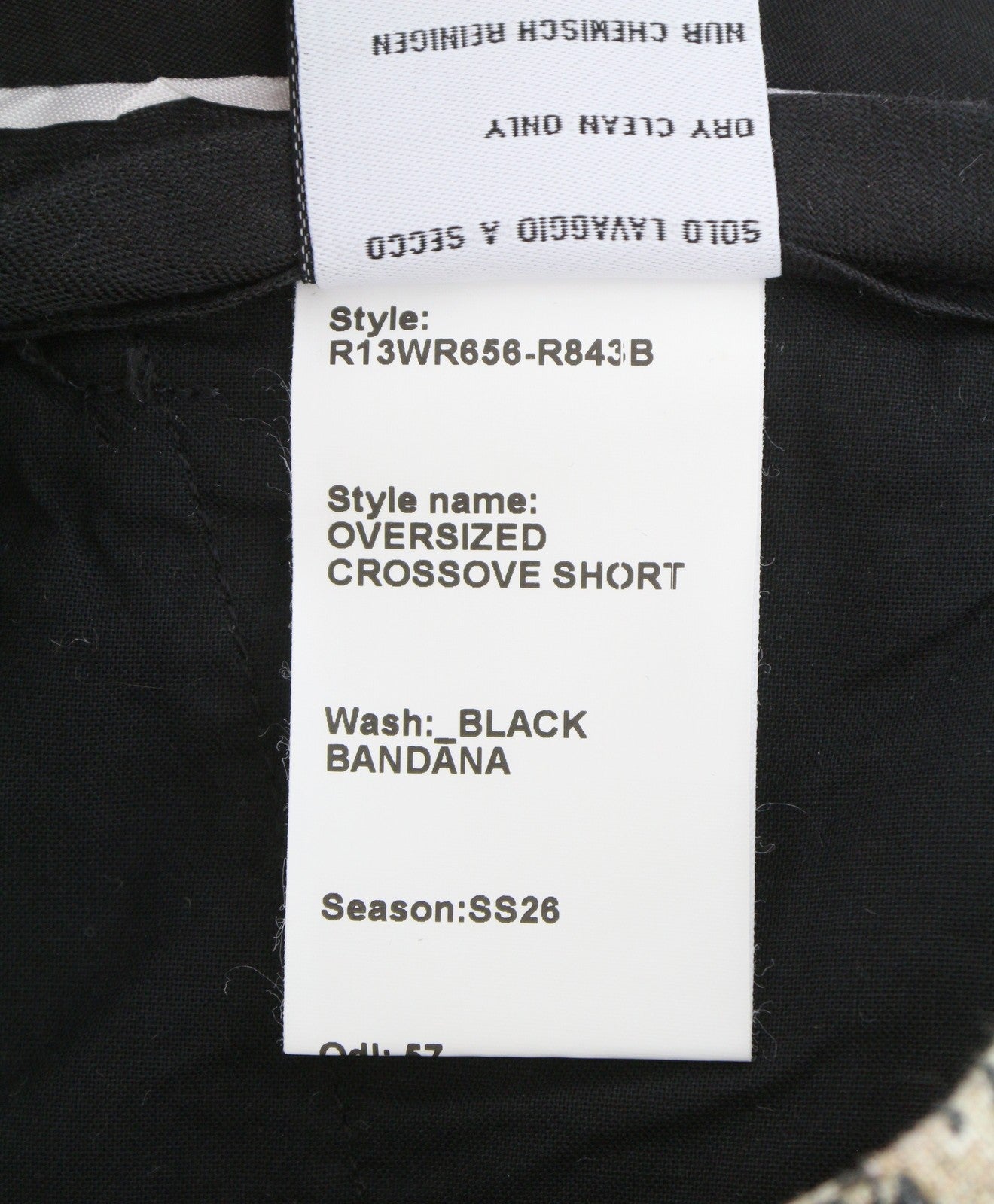 R13 Oversized Crossover Women Shorts 27 Abstract Khaki Black Bandana SS26 RRP995