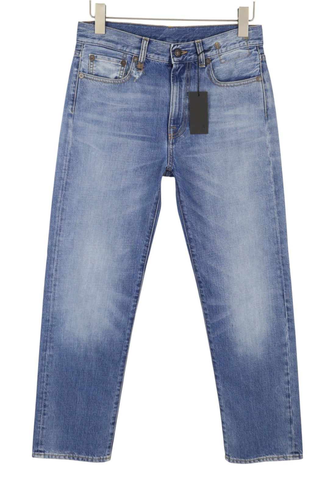 R13 Women Jeans 25 Blue Whiskers Faded Straight Fit Zip Fly Denim