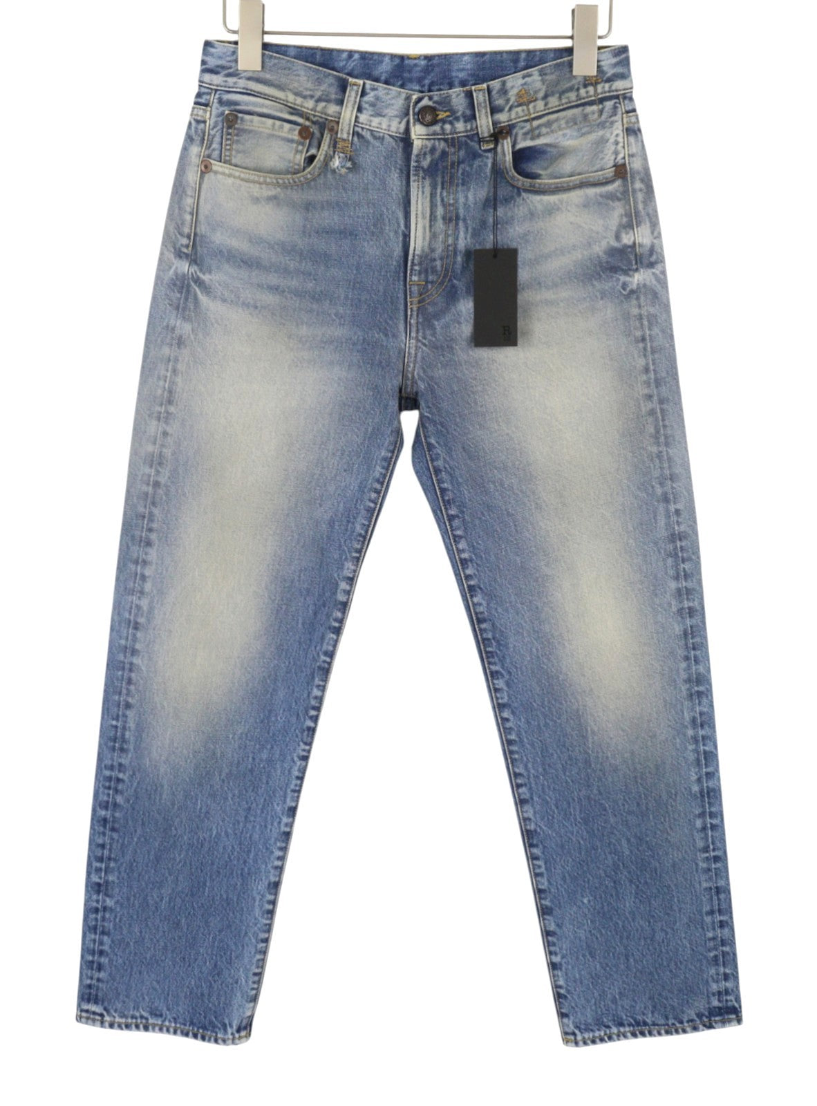 R13 Boyfriend Women Jeans 25 Prove Lavaggio Cropped Whiskers Faded Blue