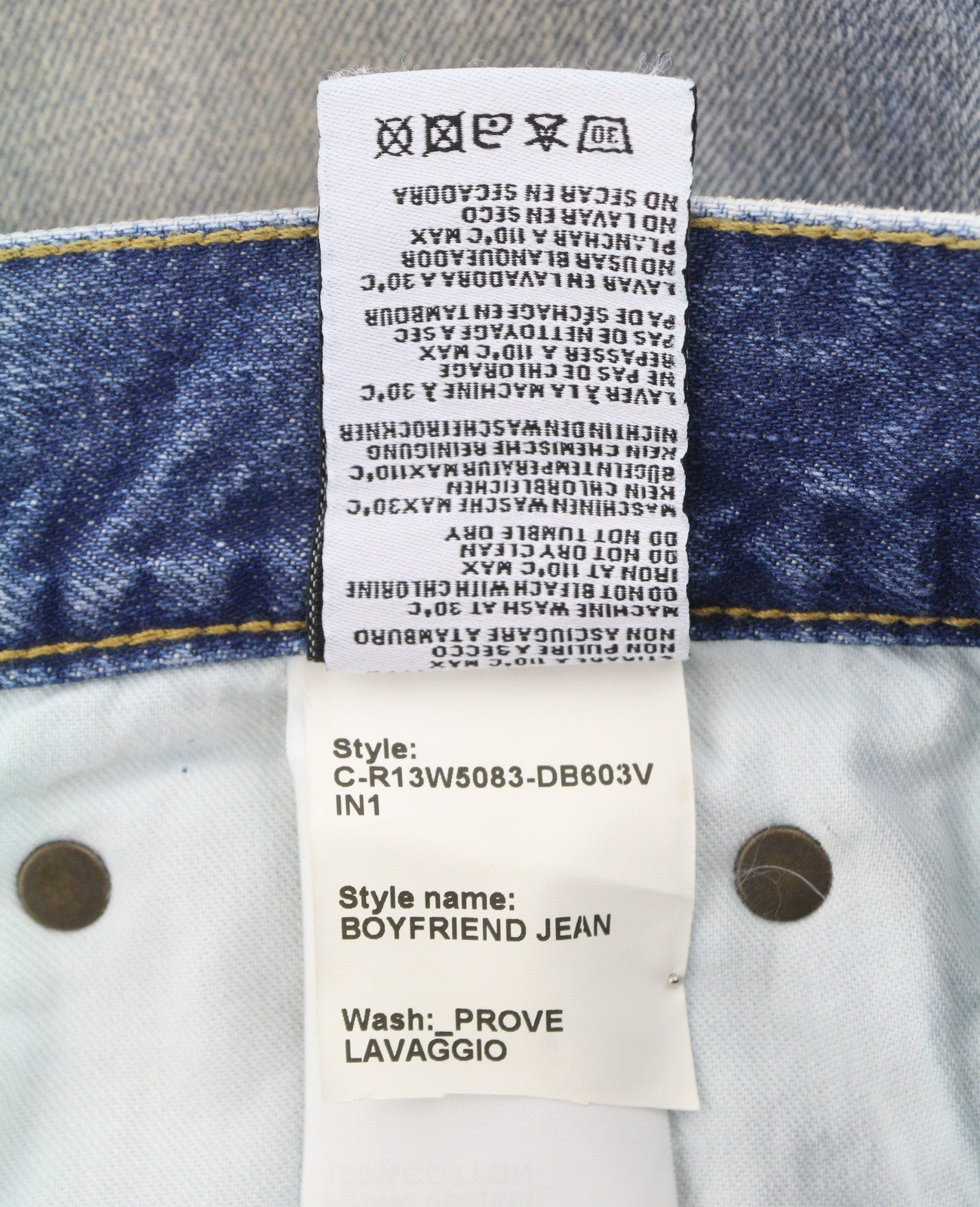 R13 Boyfriend Women Jeans 25 Prove Lavaggio Cropped Whiskers Faded Blue