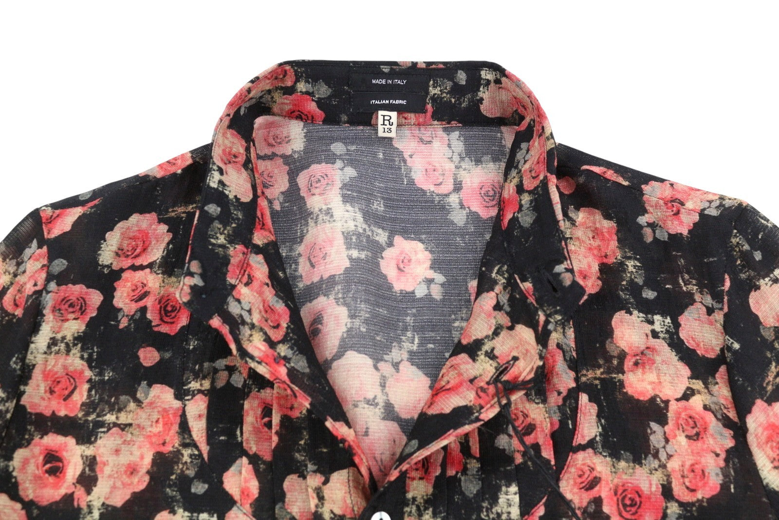 R13 Shrunken Whit Pleated Tuxedo Front Women Shirt M Wool Silk PS26 RRP895