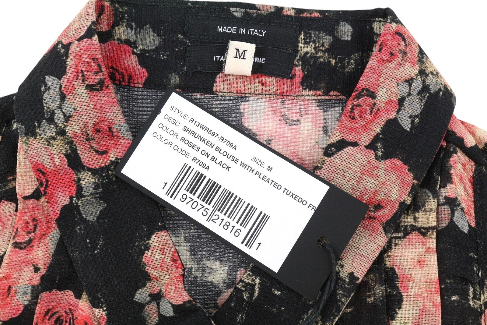 R13 Shrunken Whit Pleated Tuxedo Front Women Shirt M Wool Silk PS26 RRP895