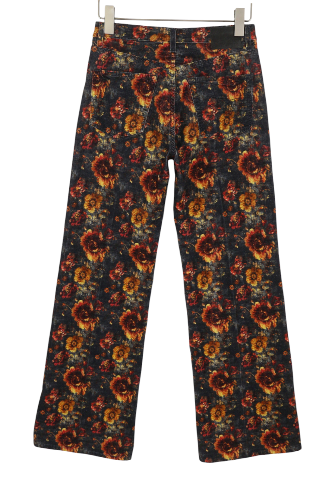R13 Charlotte Women Trousers 27 Navy Floral Velveteen Velour High Rise RRP895