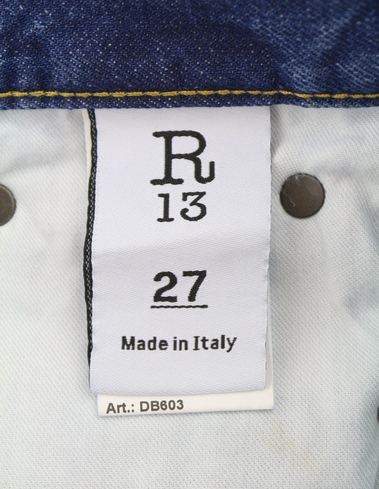 R13 Romeo Women Jeans 27 Hutton Blue Whiskers Faded Straight Cropped PF26