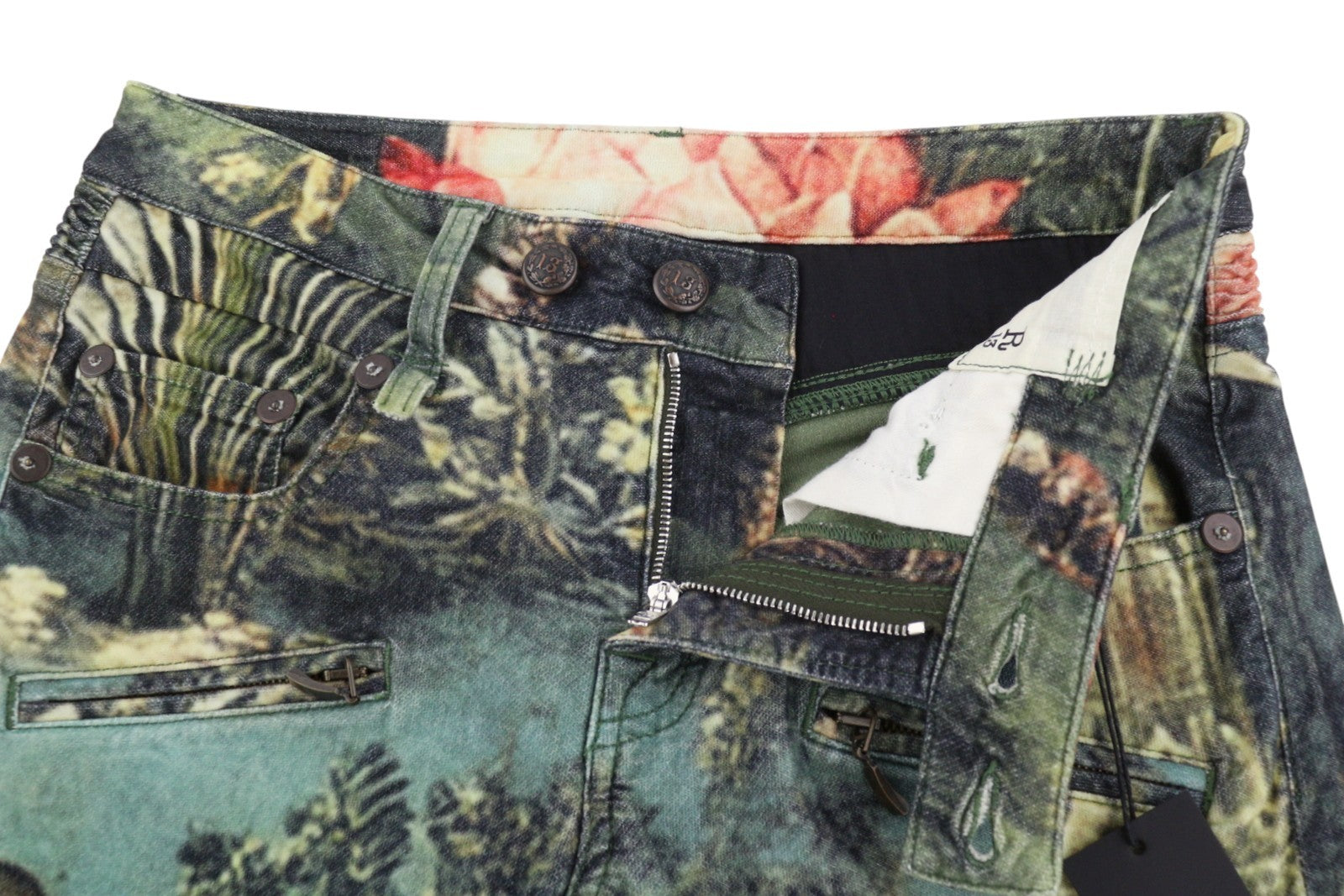 R13 Moto Boy Straight Women Trousers 25 Eden Velveteen Velvet Printed Cropped