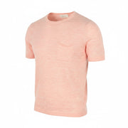 FILIPPO DE LAURENTIIS Men T-Shirt IT48 S Pink Melange Linen Pocket Short Sleeve