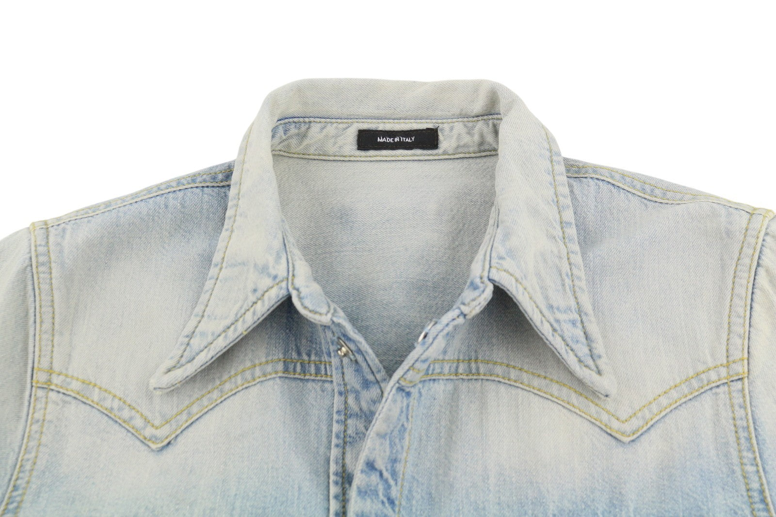 R13 Shrunken Cowboy Women Shirt M Timmy Tex 3/4 Sleeves Western Denim Blue
