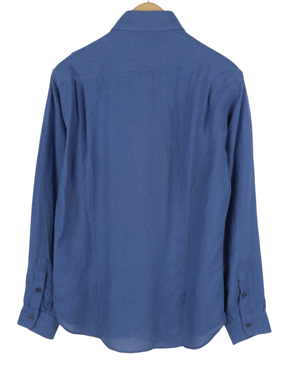 SEASE TN359 Men Shirt M Royal Blue Hemp Buttoned Patch Pocket RRP460