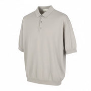 FILIPPO DE LAURENTIIS Men Polos IT60 3XL Grey Cotton Half Button Short Sleeve